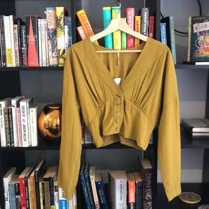 Free People NWT Button Front Crop Top